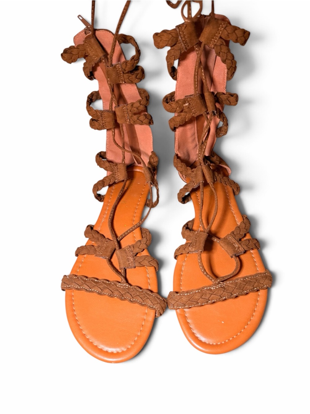 Brown Braided Gladiator Sandals for Women size US 7